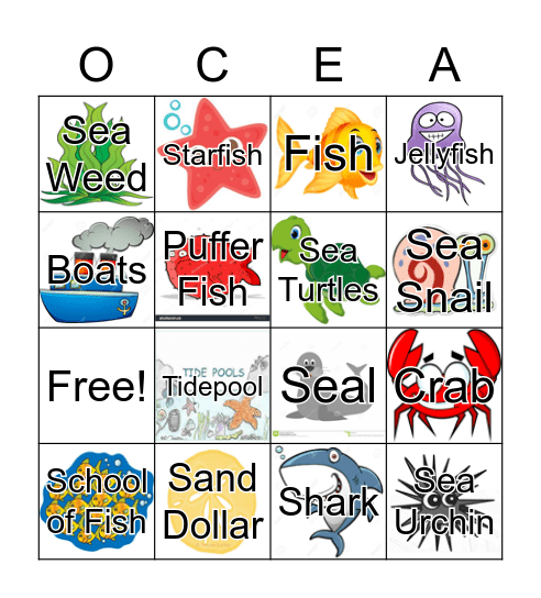 Ocean Bingo Card