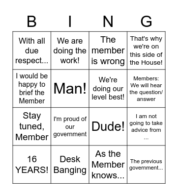 QP BINGO Card
