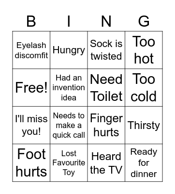 BEDTIME, BINGO! Bingo Card