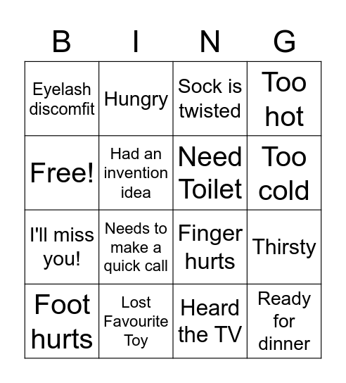 BEDTIME, BINGO! Bingo Card