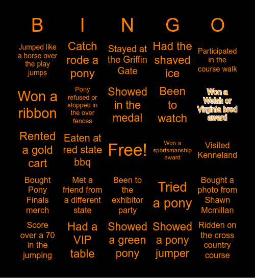 💓PONY FINALS💓 Bingo Card