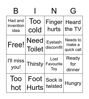BEDTIME, BINGO! Bingo Card