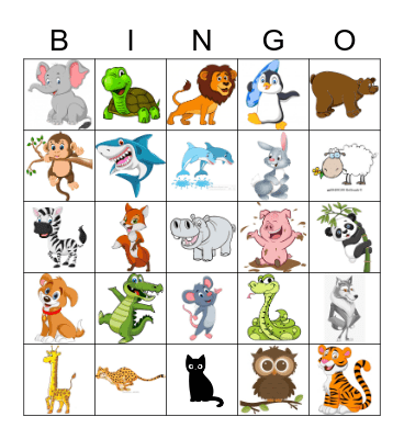 ANIMALS Bingo Card