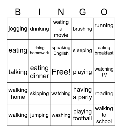 What are you doing? Bingo Card