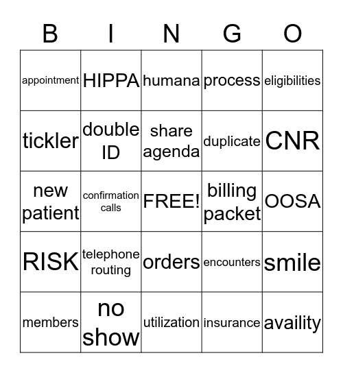 Front Desk Bing Bingo Card