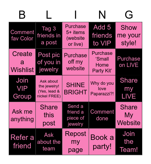EyeShine BLING-O Bingo Card