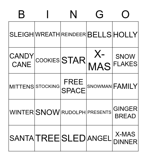 Christmas Bingo Card