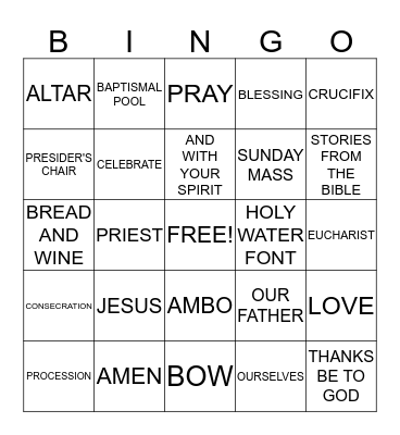 FIRST COMMUNION Bingo Card