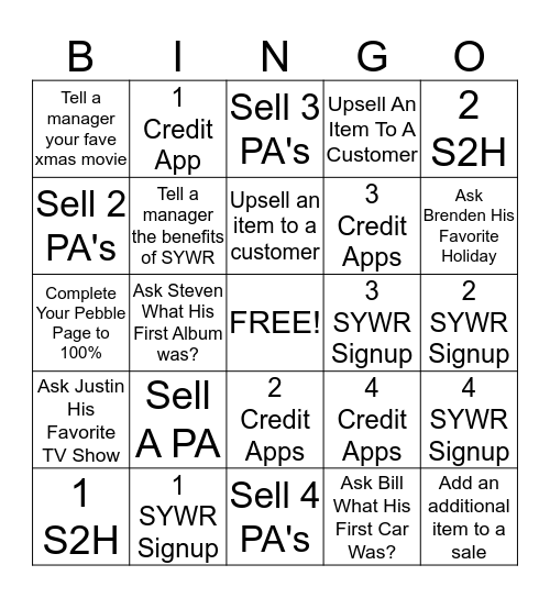Consultative Sales Bingo Card