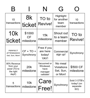 MONDAY Memorial Day! Bingo Card