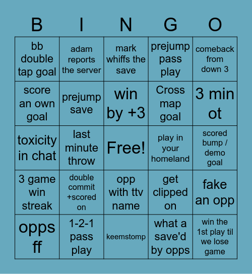 ibex rl bingo Card
