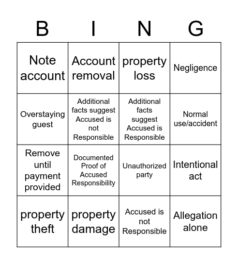 Enforcement Policy Bingo Card