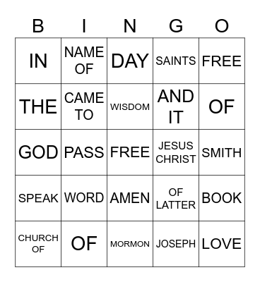 GENERAL CONFERENCE Bingo Card