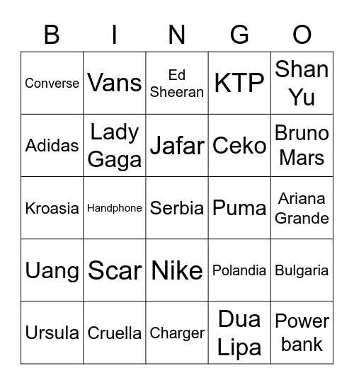 Arka Bingo Card