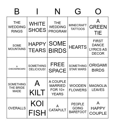 WEDDING BINGO Card