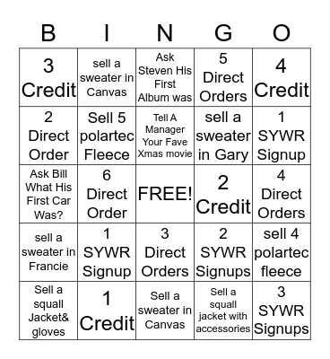 Lands End Bingo Card