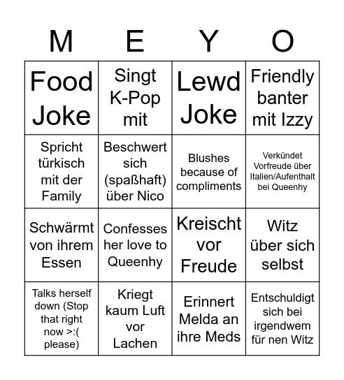 Meyngo Bingo Card