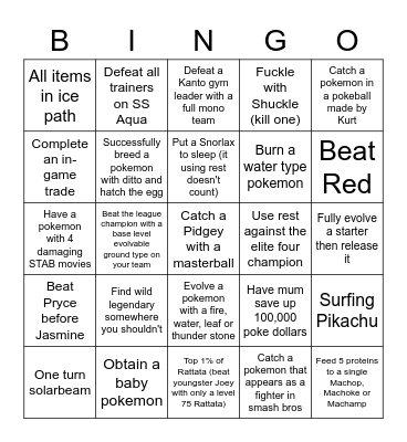 Heart gold randomiser bingo Card