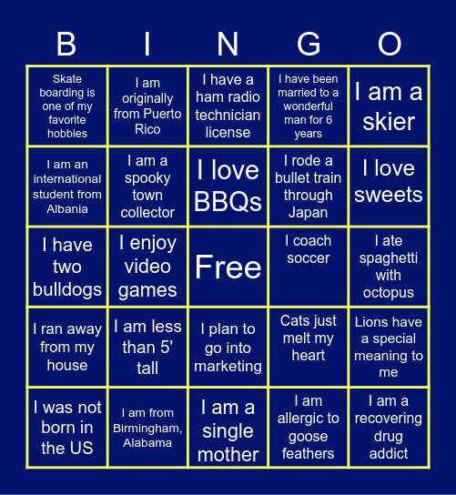 Guess Who:  AXS Bingo Card