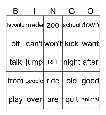 Wall Word Bingo#4 3/11/15 Bingo Card
