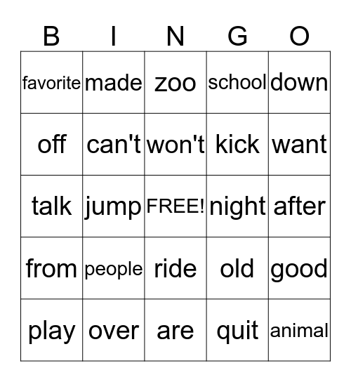 Wall Word Bingo#4 3/11/15 Bingo Card