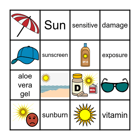 Sun Safety Bingo Card