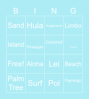 Hawaiian Bingo Card
