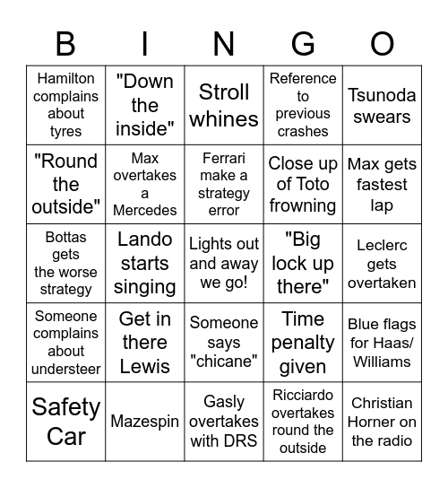 Going Marbles Bingo Card