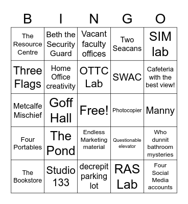 Fanshawe College - Woodstock/Oxford Bingo Card