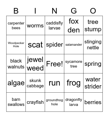 Colonial Pa. Plantation Bingo Card