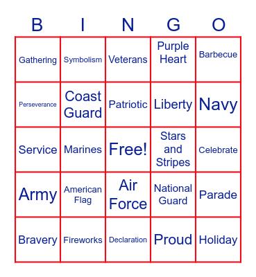 Memorial Day BINGO Card