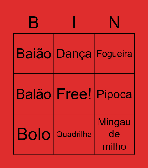 BINGO JUNINO ISA Bingo Card