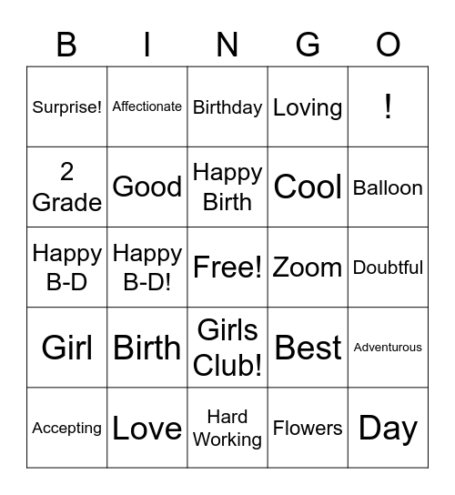 Happy Birthday Ivanka Bingo Card