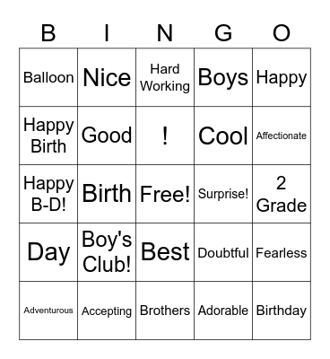 Happy Birthday Ben & Adam Bingo Card