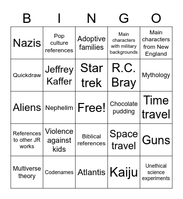 Jeremy Robinson Bingo Card