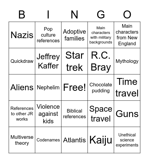 Jeremy Robinson Bingo Card