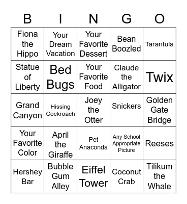 End of Year Challenge Bingo Card