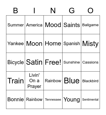 Education Music Bingo Card