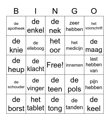 Wat scheelt er Bingo Card