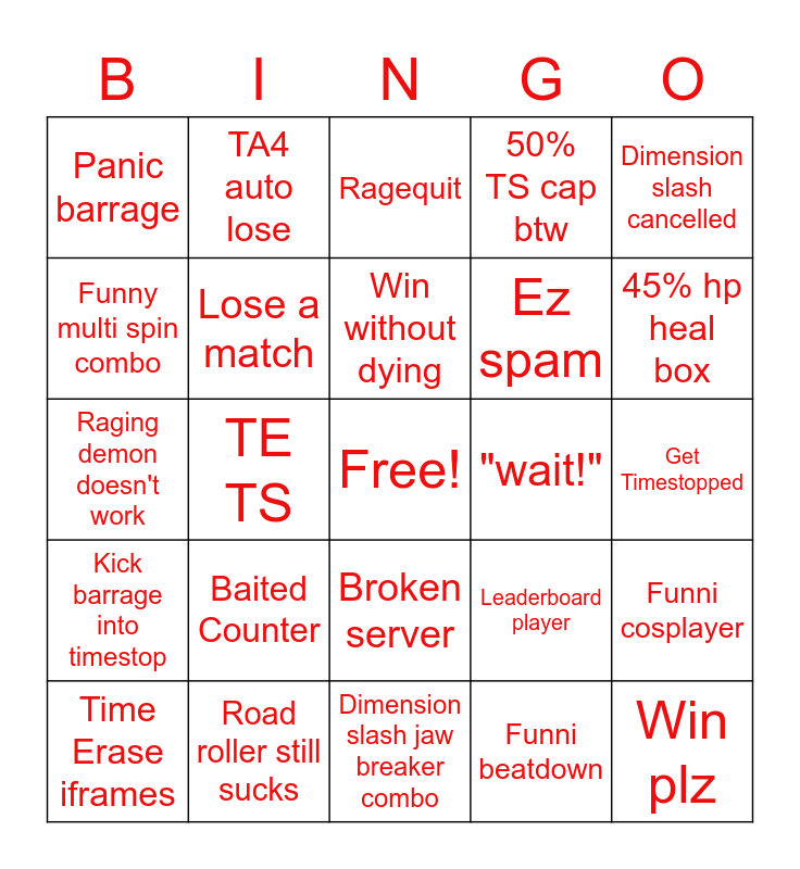 YBA Bingo Card