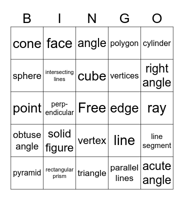 Geometry Bingo Card