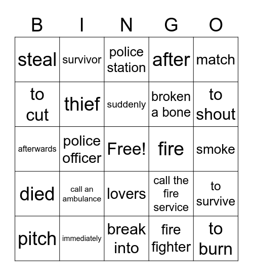 Unite 3 Vocabulary Bingo Card