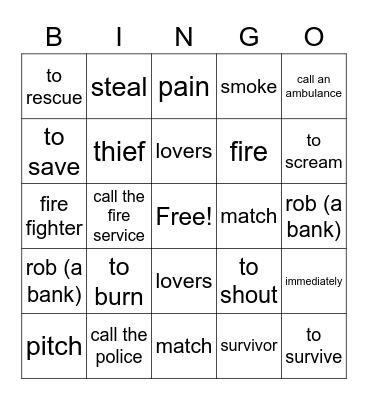 Unite 3 Vocabulary Bingo Card