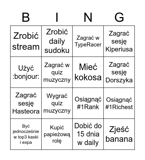 Bingo cyrkowe Bingo Card