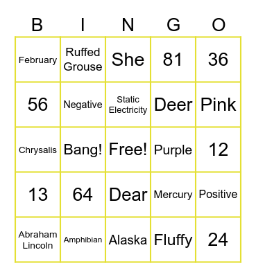 Miss Lambert's Bingo! Bingo Card