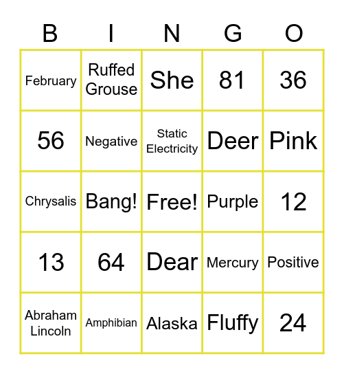 Miss Lambert's Bingo! Bingo Card