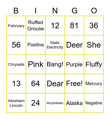 Miss Lambert's Bingo! Bingo Card