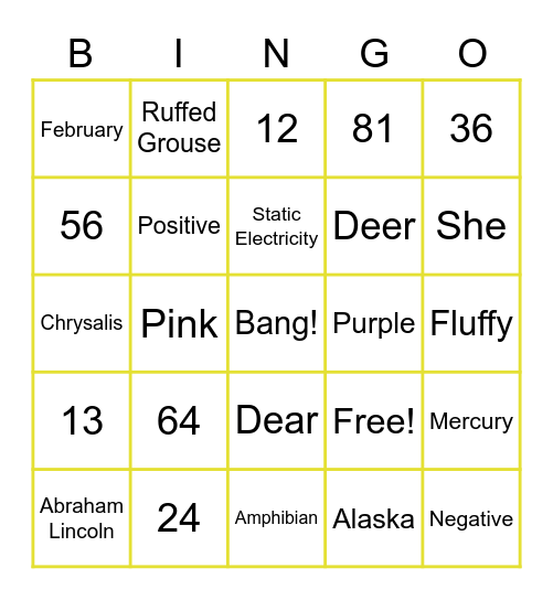 Miss Lambert's Bingo! Bingo Card