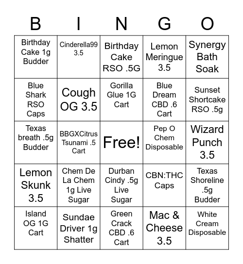 Budtenders Bingo June Bingo Card