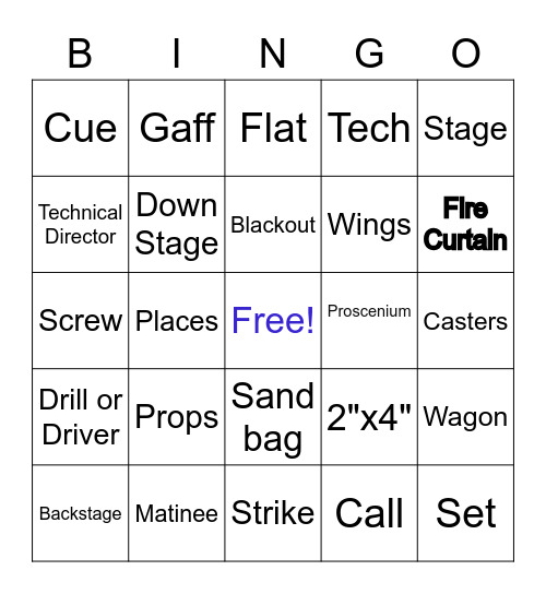Theatre Tech Bingo Card